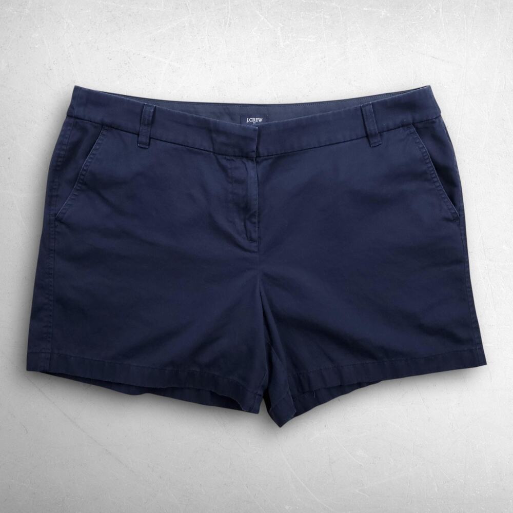 J.CREW Chino Shorts Women 16 Blue Twill Flat Front Slash Pockets Summer Golf